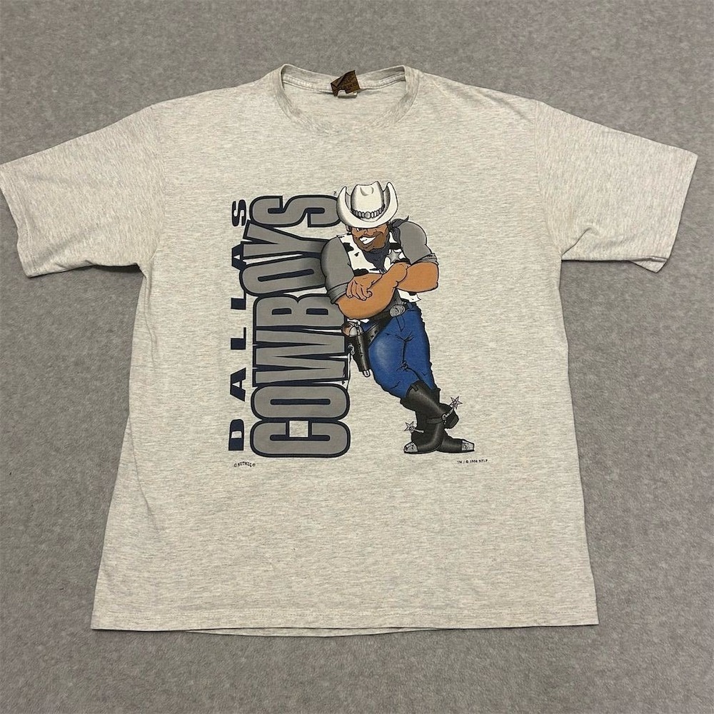 Vintage Dallas Cowboys Shirt Men's Extra Large Gray 90s Nutmeg Graphic Print